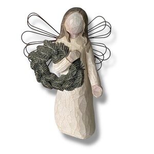Willow Tree Angel of Winter Figurine with Wreath Christmas Holiday Decor